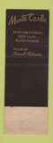 Matchbook Cover - Monte Carlo Restaurant New York City