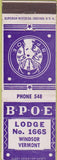 Matchbook Cover - Matchbook Cover Elks Club Windsor VT