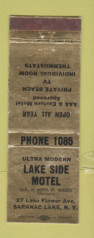Matchbook Cover - Lake Side Motel Saranac Lake NY WEAR