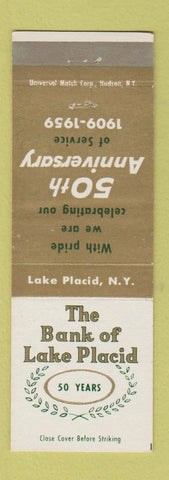 Matchbook Cover - Bank of Place Placid NY 1959