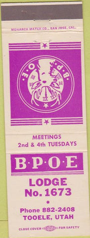 Matchbook Cover - Matchbook Cover Elks Club Tooele UT