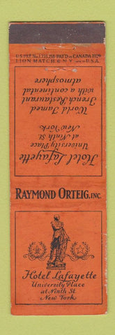 Matchbook Cover - Hotel Lafayette New York City Lion Canada 1929 WEAR