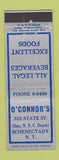 Matchbook Cover - O'Connor's Restaurant Schenectady NY