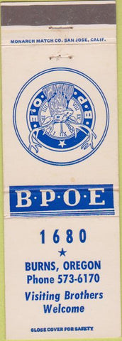 Matchbook Cover - Matchbook Cover Elks Club Burns OR