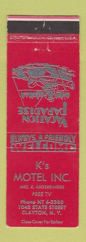 Matchbook Cover - K's Motel Clatyon NY
