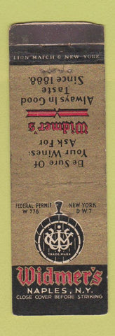 Matchbook Cover - Widmer's Naples FL Wine WEAR