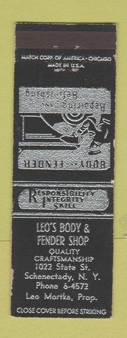 Matchbook Cover - Leo's Body and Fender Schenectady NY