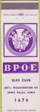 Matchbook Cover - Matchbook Cover Elks Club Iowa Falls IA