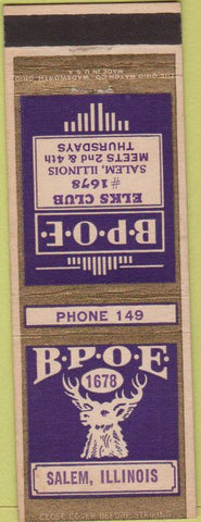 Matchbook Cover - Matchbook Cover Elks Club Salem IL