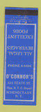 Matchbook Cover - O'Connor's Restaurant Schenectady NY
