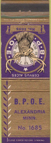 Matchbook Cover - Matchbook Cover Elks Club Alexandria MN
