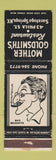 Matchbook Cover - Mother Goldsmith's Restaurant Saratoga Springs NY WORN