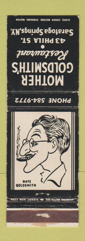 Matchbook Cover - Mother Goldsmith's Restaurant Saratoga Springs NY WORN