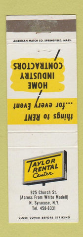 Matchbook Cover - Taylor Rental Center North Syracuse NY