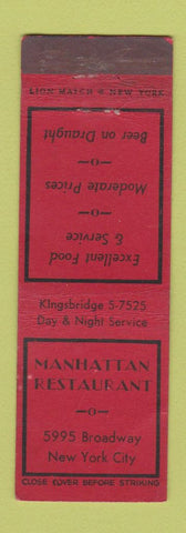 Matchbook Cover - Manhattan Restaurant New York City WEAR
