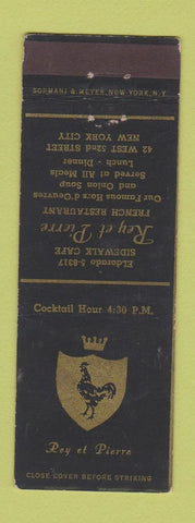 Matchbook Cover - Rey et Pierre French Restaurant New York City