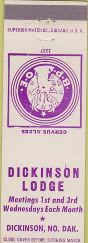 Matchbook Cover - Matchbook Cover Elks Club Dickinson ND