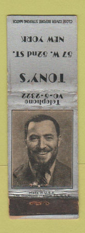 Matchbook Cover - Tony's New York City restaurant WORN