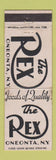 Matchbook Cover - The Rex Oneonta NY