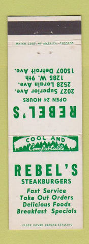 Matchbook Cover - Rebel's Hamburgers Cleveland OH