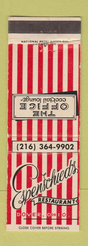 Matchbook Cover - Espenschied's Restaurant Dover OH