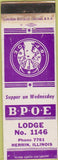 Matchbook Cover - Matchbook Cover Elks Club Herrin IL WEAR