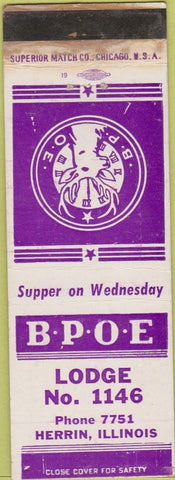 Matchbook Cover - Matchbook Cover Elks Club Herrin IL WEAR