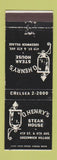 Matchbook Cover - O'Henry's Steak House Greenwich Vilalge New York City WEAR