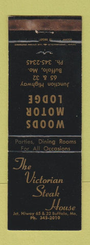 Matchbook Cover - Victorian Steak House Woods Motel Buffalo MO WEAR