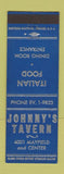 Matchbook Cover - Johnny's Tavern Italian South Euclid OH