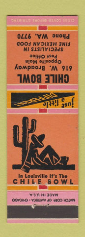 Matchbook Cover - Chile Bowl Mexican Food Louisville KY