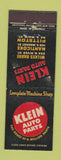 Matchbook Cover - Klein Auto Parts Wilkes Barre Nanticoke Pittston PA