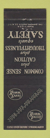 Matchbook Cover - York Safe and Lock Vaults York PA