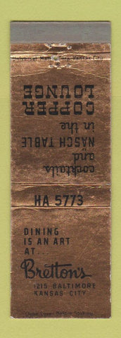 Matchbook Cover - Bretton's Restaurant Kansas City MO WEAR