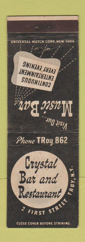 Matchbook Cover - Crystal Bar Restaurant Troy NY Music Bar