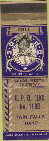 Matchbook Cover - Matchbook Cover Elks Club Twin Falls ID wear