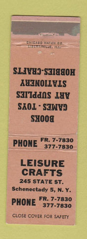 Matchbook Cover - Leisure Crafts Schenectady NY Books Games Hobby