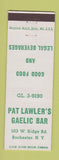 Matchbook Cover - Pat Lawler's Gaelic Bar Rochester NY