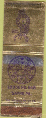 Matchbook Cover - Matchbook Cover Elks Club Sayre PA WEAR