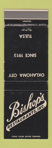 Matchbook Cover - Bishop's Restaurants Oklahoma City Tulsa OK