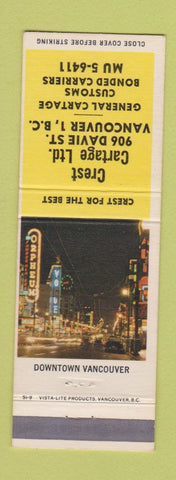 Matchbook Cover - Crest Cartage Vancouver BC trucking