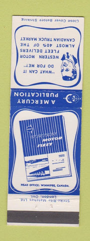 Matchbook Cover - Western Motor Fleet Trucking Winnipeg MB