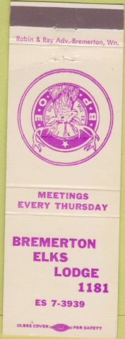Matchbook Cover - Matchbook Cover Elks Club Bremerton WA