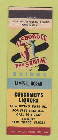 Matchbook Cover - Consumer's Liquors Chicago IL