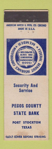 Matchbook Cover - Pecos County State Bank Fort Stockton TX