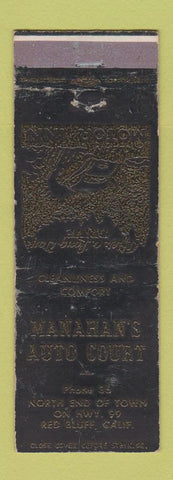 Matchbook Cover - Manahan's Auto Court Motel Red Bluff CA WORN