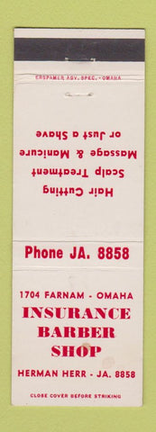 Matchbook Cover - Insurance Barber Shop Omaha NE