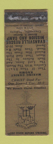 Matchbook Cover - Evansville Rescue Misson Camp IN WORN