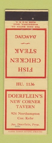 Matchbook Cover - Doerflein's New Corner Tavern