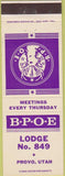 Matchbook Cover - Matchbook Cover Elks Club Provo UT